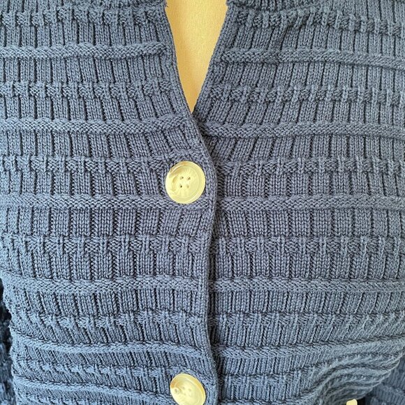 PrettyGarden Women's Knit Cardigan Crew Neck Sweater Long Sleeves Navy, Size S - Picture 3 of 9